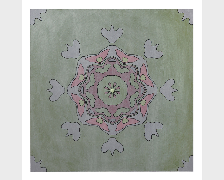 Scree Alhambra Emery, 2014<br/>18" x 18"<br/>acrylic, opaque marker & Pravastatin on paper